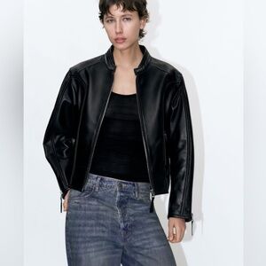 COLLECTION ITALIAN LEATHER ZIP BIKER JACKET